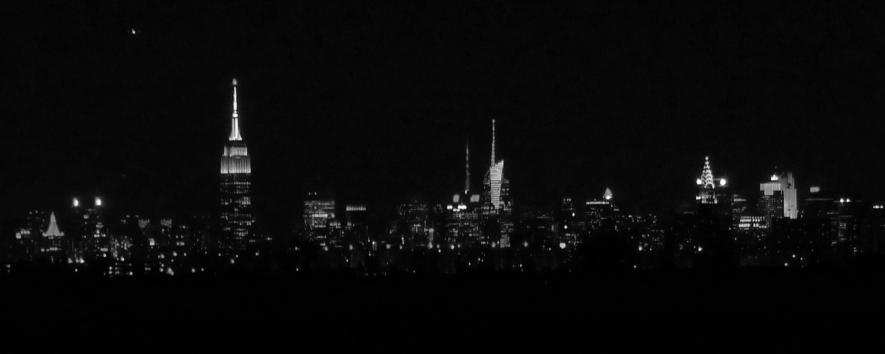 Manhattan at Night - BW